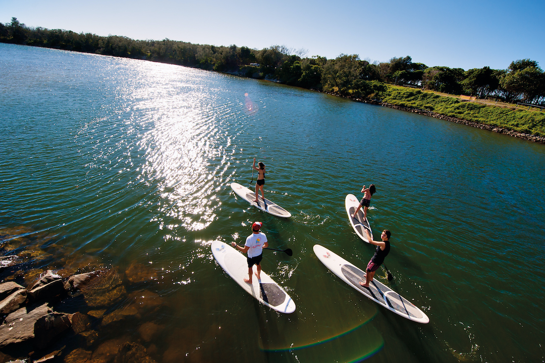 Standup paddle boarding on Cudgen Creek, Kingscliff Standup paddle boarding on Cudgen Creek, Kingscliff